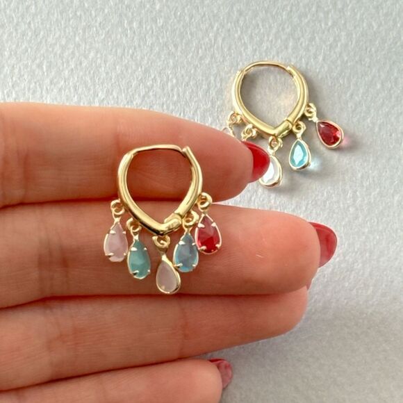 crystal hoop earrings A768 - Picture 4 of 4